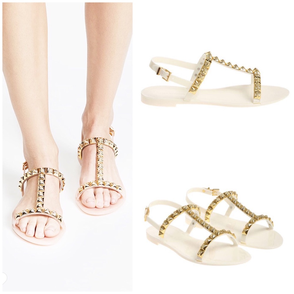Stuart Weitzman Gold Studded Sandals